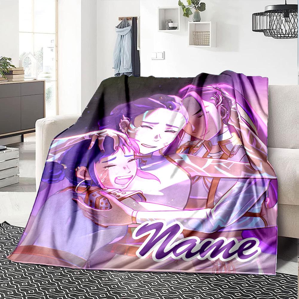 Customizable KPop Demon Hunters5 Throw Blanket – Personalized Name, All-Season Cozy Snug Blanket, Machine Washable, Personalized Blanket