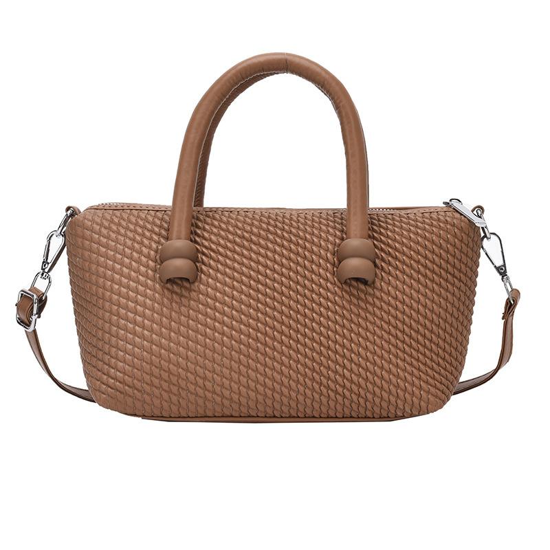 Summer New Trend Fashion Shopping Bag Woven Shoulder Bag Plaid Tote Women's Bag