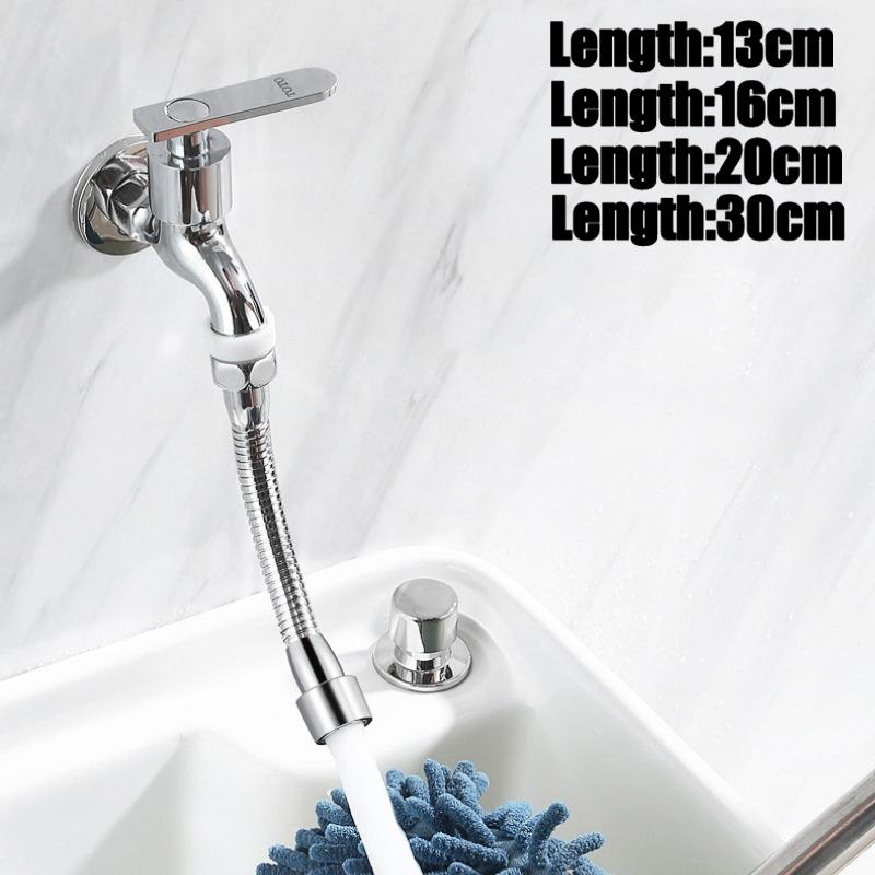 13-30cm Universal Faucet Extender Stainless Steel 360° Rotation Kitchen Sink Anti-Splash Nozzle Aerator Extension Hose-1/2pcs