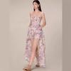 Vietnamese Designer Floral Embroidered Suspender Dress & Slim Split Long Skirt Set