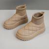 Women's High Top Warm Cotton Shoes Autumn Winter 2024 Thick Soled Solid Color Velvet Lined Height Boosting