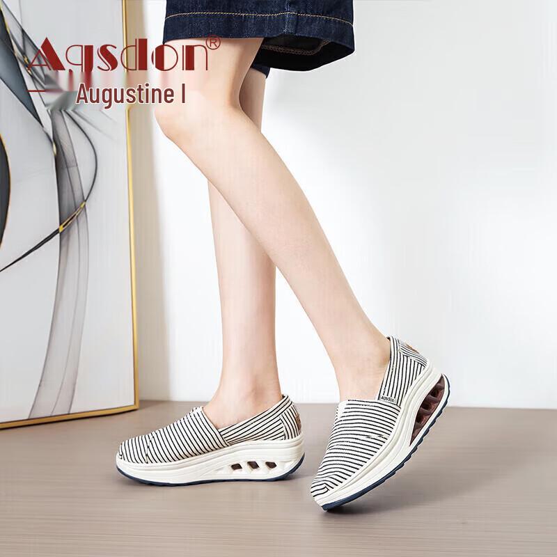 Agsdon Women s Casual Slip-On Canvas Rocker Shoes EU 38
