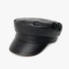 Autumn and Winter Pu Leather Retro Octagonal Hat for Women with Old Temperament and Versatile Face Showing Small Beret Korean Style Ripples Hat