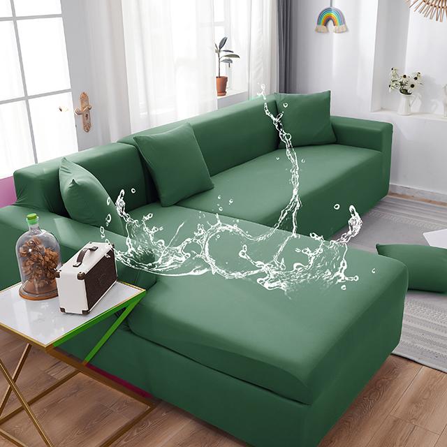 Waterproof Sofa Covers Solid Color Corner Couch Covers Elastic Sofa Cover Living Room Couch Set For Pets Kids