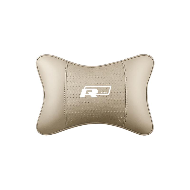 hijk1 Car Seat Leather Headrest Neck Cushioning Support Head Pillow For VW GTI Polo Golf Passat Tiguan Arteon Touareg CC Taigo Caddy