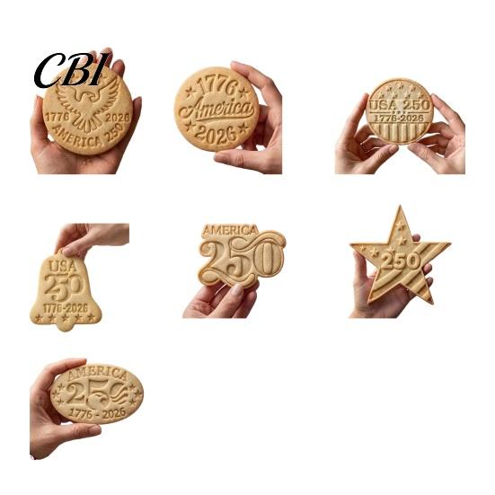 Three-dimensional Embossed Ornament 250th Anniversary Cookies with 3D Deep Texture, 1776-2026 Commemorative Decorations, Ideal Independence