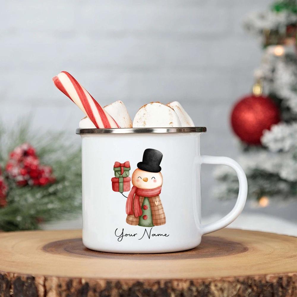 Personalised Christmas Childrens Hot Chocolate Mug Kids Xmas Enamel Mug Stocking Stuffer Gift Christmas Eve Box Ideas Gift
