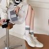 White Striped Socks Pile Socks Spring And Autumn Versatile Cotton Boneless Medium Tube Socks College Style Stockings Women