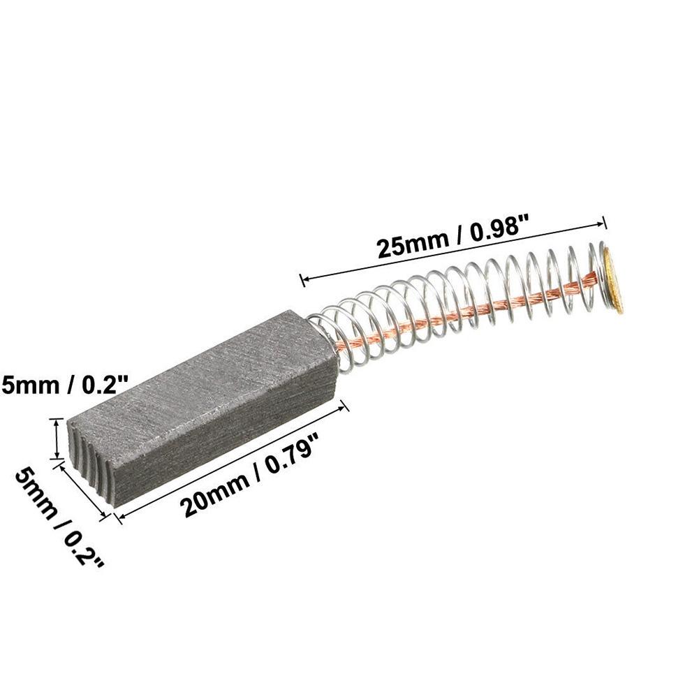 Førsteklasses erstatningskarbonbørster 2 stk for elektriske motorer 20 mm x 6 mm x 5 mm