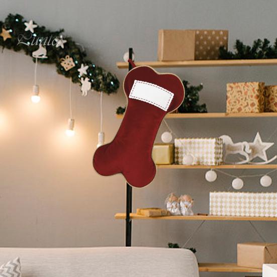 Christmas Gift Bag Easy To Hang Increase Atmosphere Festive Dog Bone Socks Gift Bag