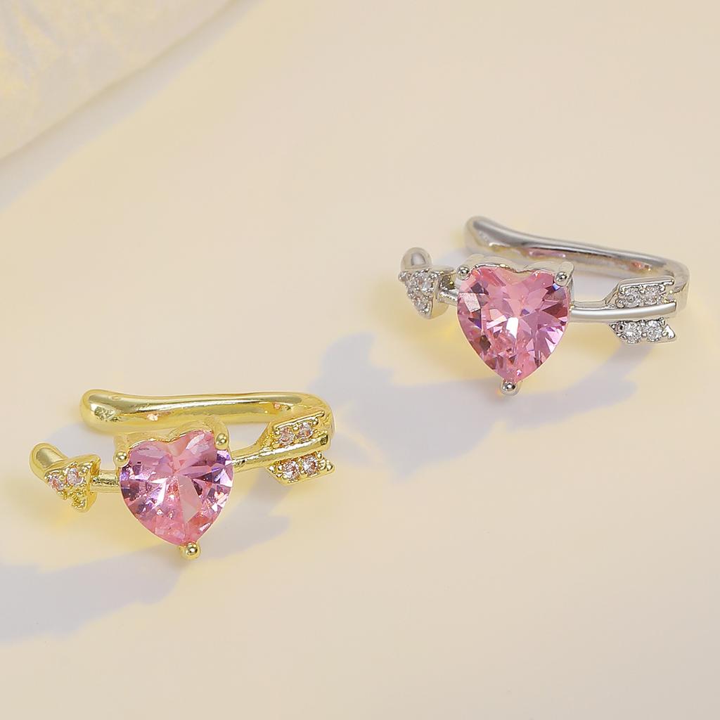 1PCS Cute Heart Arrow Pink Zircon Ear Bone Nail New Fashion Y2K Punk Small Earring for Women Girl Cochlea Jewelry Party Gift