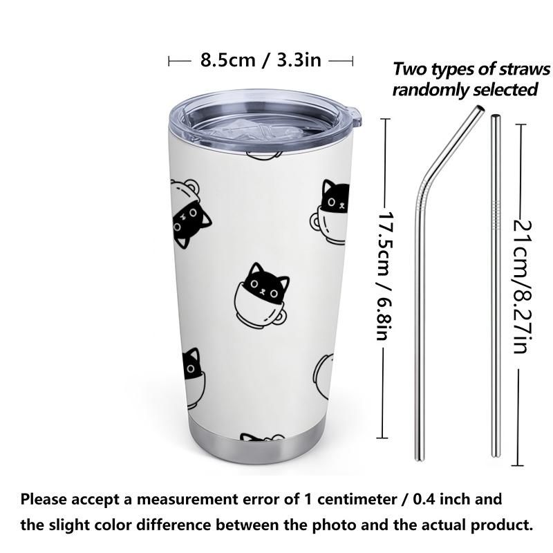 591ml Car Tumbler Cup Black Cat Element Straw Cup Portable Tumbler Coffee Tumbler Tumbler With Lid 20oz Car Straw Cup