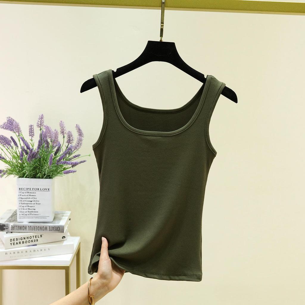 Women's Modal Ribbed Square Neck Sleeveless Slim-Fit Camisole - Versatile Base Layer Shirt for Summer.
