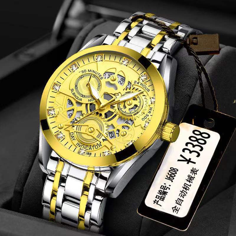 Reloj de Hombre Automático Completo Luminoso Resistente al Agua Calendario Gama Alta Atractivo Moda Reloj de Cuarzo