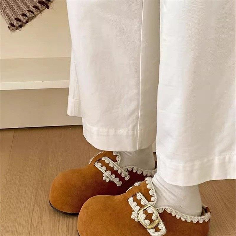 New Versatile Shoes, Retro Thick-soled, Height-increasing, Flip-top Half-slipper for Women To Wear Outside