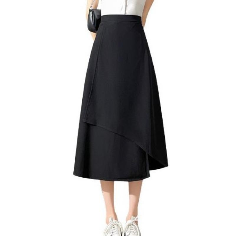 Women's Spring and Summer New Irregular Half-body Skirt Small High Waist Thin Open A-line Skirt