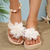 Fashionable Floral Decor Women's Flip Flops EVA Sole Lightweight Flat Sandals Woman 2025 Summer Comfort Non Slip Beach Slippers