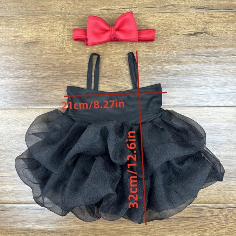 Delicate Baby Girls Tulle Dress Breathable Polyester Fabric Newborns Photo Studio Props Layered Skirt With Headdress