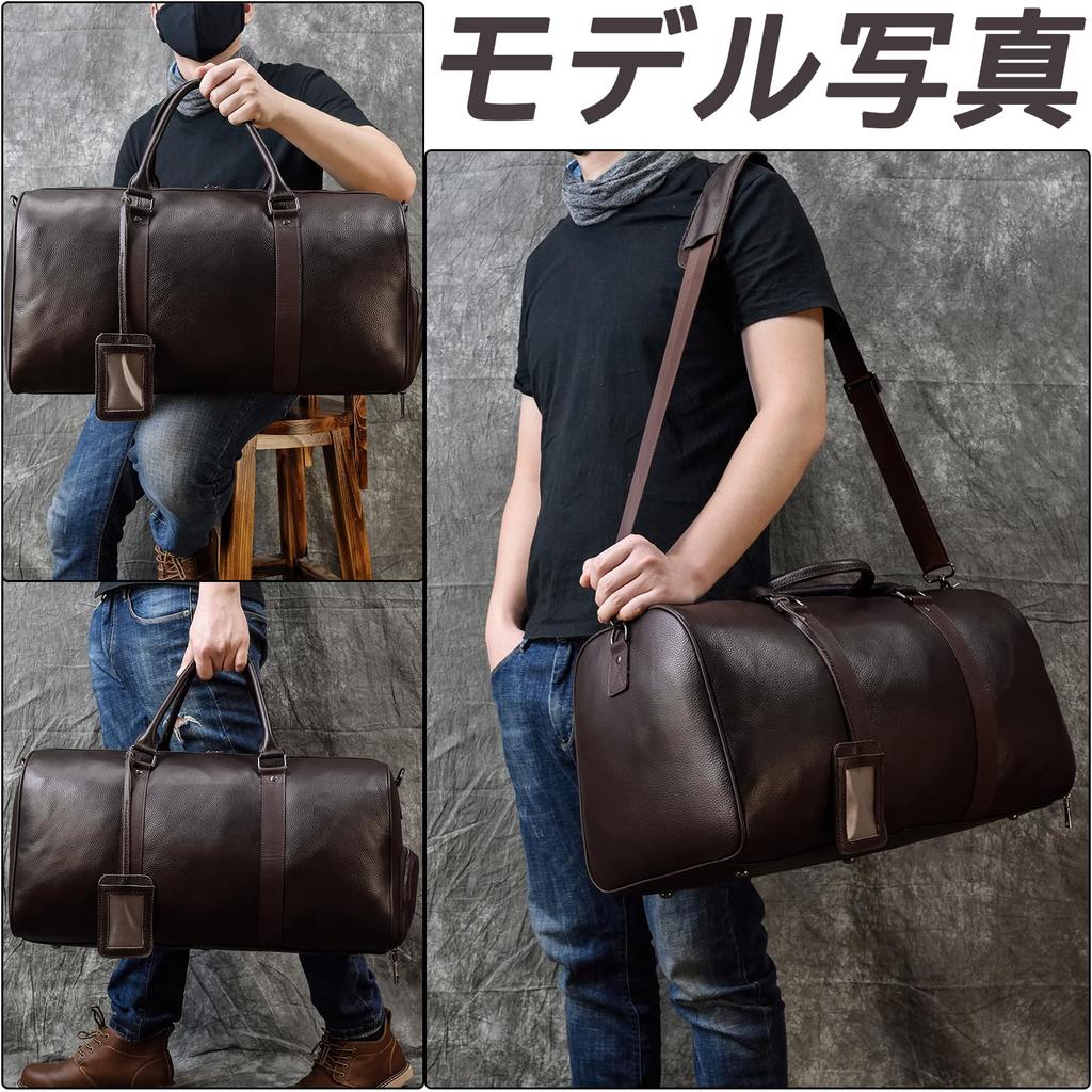 Echtes Leder Boston Bag für Große Reisetasche für 2 Nächte oder 3 Golfschuhboden Schulter Schule Heimkehr Business 55cm Herren, Kapazität, Tage, Tasche,