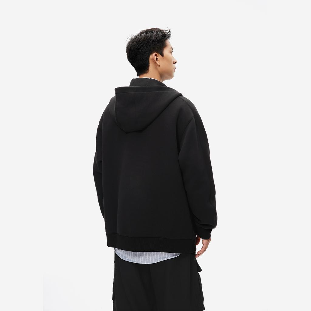 Li Ning Sports Lifestyle Series Fashionable Casual Loose Letter Hoodie Men hoodies Black AWDU973-2