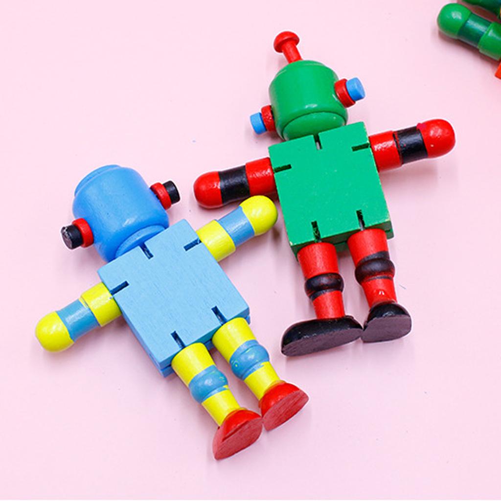Wooden Transforming Elastic Robot, Children's Wooden Early Education Toy(Random Color)