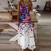 Women's Loose Independence Day Casual Slim V-neck Color Imitation Cotton Fashion Overalls Skirt