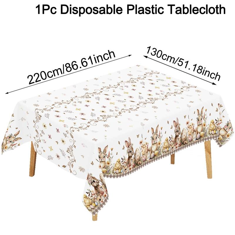 

Винтажная скатерть с пасхальными кроликами и яйцами, весенняя цветочная скатерть для сада, пасхальные украшения для дома, кухни, обеденного стола