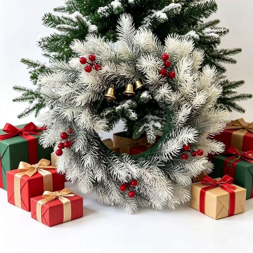 Red Berries Christmas Pine Wreath Evergreen Frosted Pine Berry Wreath  Home Wedding