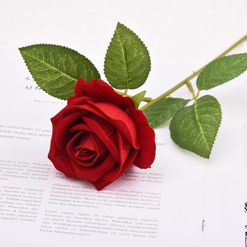Rosa Artificiale, Singola Rosa di Velluto, Bouquet Finto, Decorazione per la Casa, Composizione Floreale da Tavola, Decorazione con Fiori Secchi