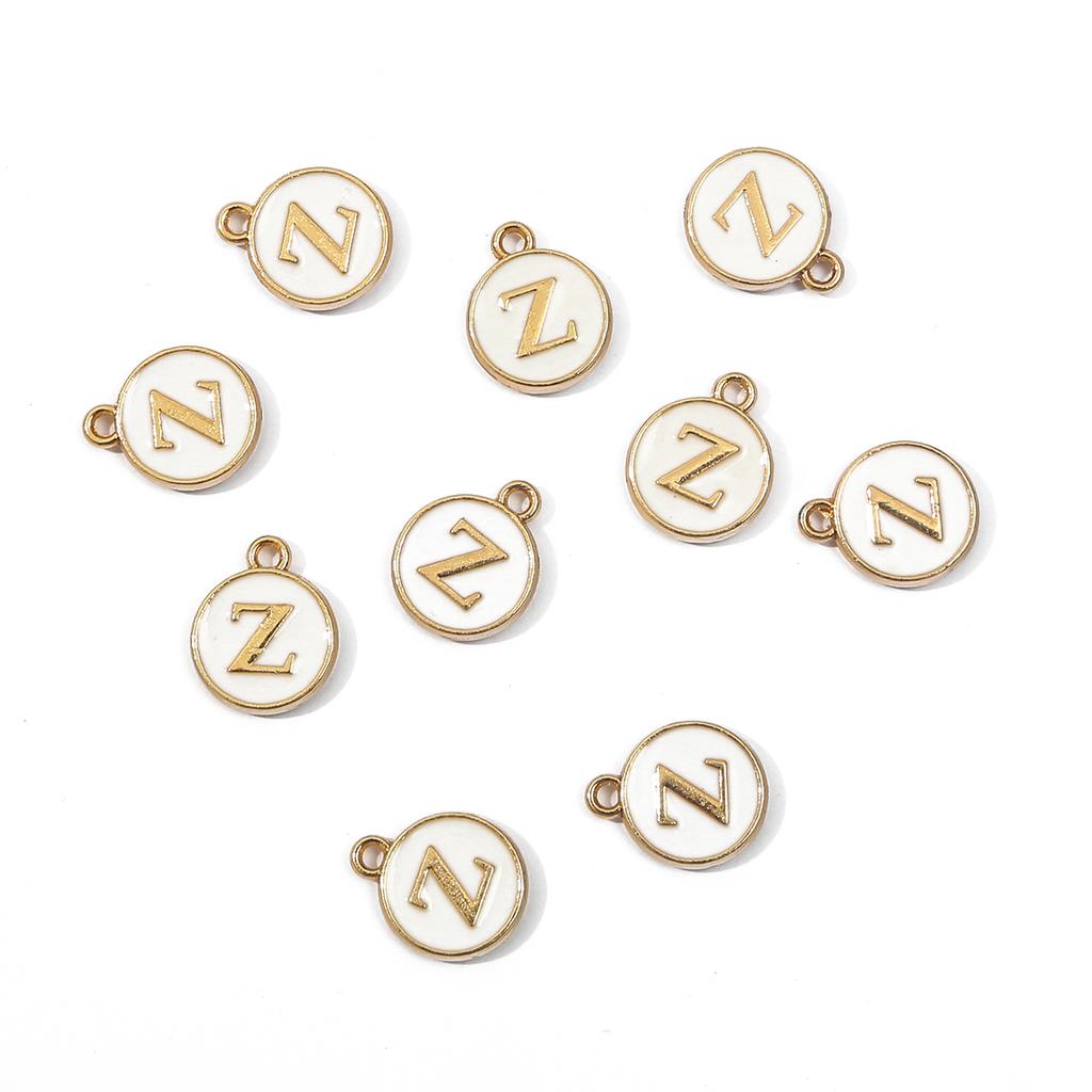 10Pcs Metal Enamel English Letters Charms Pendant For DIY Jewelry Making Necklace Bracelet Accessories
