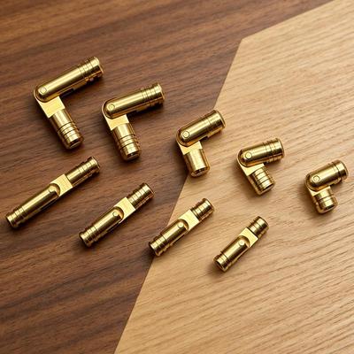 Brass Cylindrical Concealed Hinge for Wooden Box - Mini Metal Support Connector