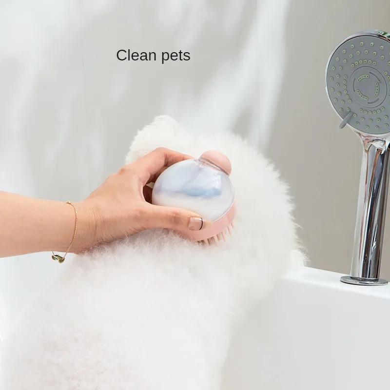 1pc Pet Bath Brush Soft Silicone With Shampoo Dispenser Gentle Massage For Grooming And Cleaning Fur And Hair