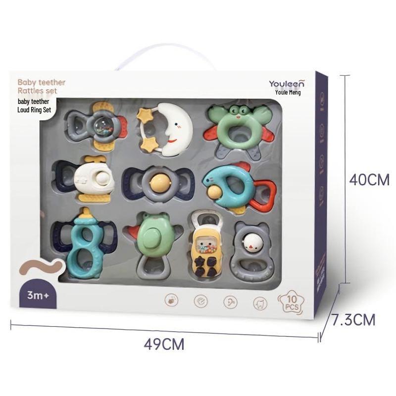 Yuele'en Newborn Baby Rattle & Teether Set: Educational Grasping Toy for 0-6 Months