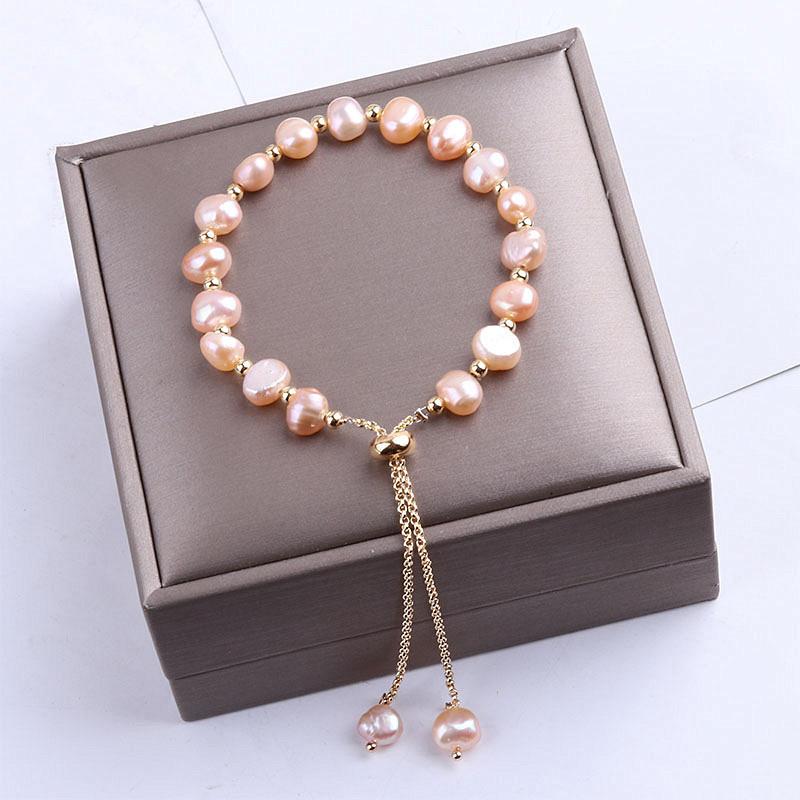 Gold Color Beads Pearls Mixed Adjustable Chain Bracelet Elegant Exquisite Bangles For Women  Jewelry Gift