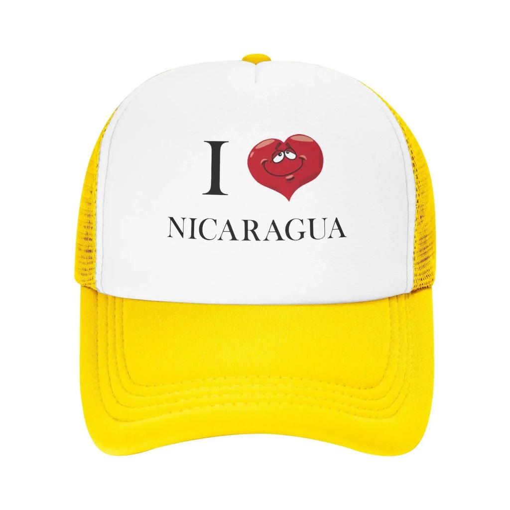 I love Nicaragua Funny Expression Custom Mesh Baseball Caps Women  Adult Female Beach Bucket Hat Trucker Cap