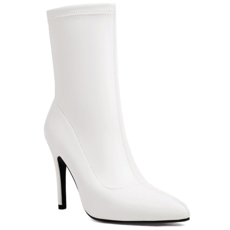 

Модные элегантные ботильоны для женщин, новинка 2024 года, зима-осень, черные, белые, золотые, серебряные, короткие ботинки, тонкие каблуки, туфли для вечеринок, женские, большой размер 45 48 белый