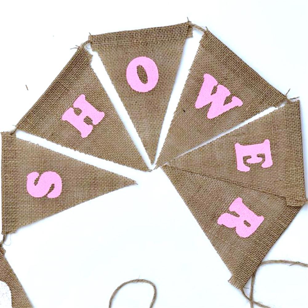 11pcs/ Set Fashionable Jute Triangle Banner Baby Shower English Letter for Party Decoration