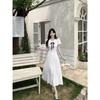 2026 French Sweet Doll Short-Sleeve Dress: Summer Student Aesthetic Slim Waist Skirt