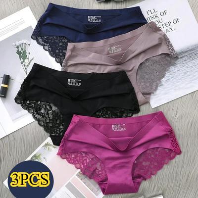 Set/Los Nahtlose Damen-Komfort-Spitzen-Slips Ausgeschnittene Höschen Set Unterwäsche Hüfttief Weiblich Sport-Slip Weiche Damen-Lingerie Sexy