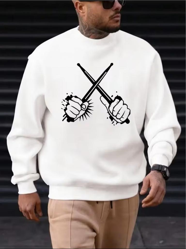 Men's Christmas Fashion Long Sleeve Crewneck Sweatshirt, Long Sleeve Top New Hip Hop Cartoon Print Streetwear Crewneck Casual Sweatshirt