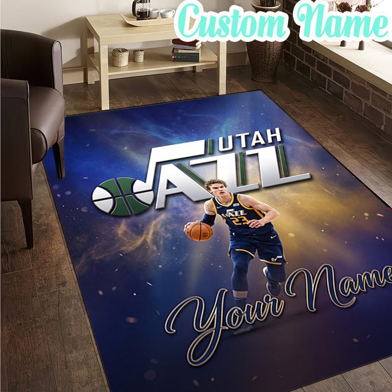 Custom Name Jazz Basketball Team Rug, Office Rug, Chair Rug, Carpet for Living Rooms, Doormat Game Rug Home Decor Christmas Gifts