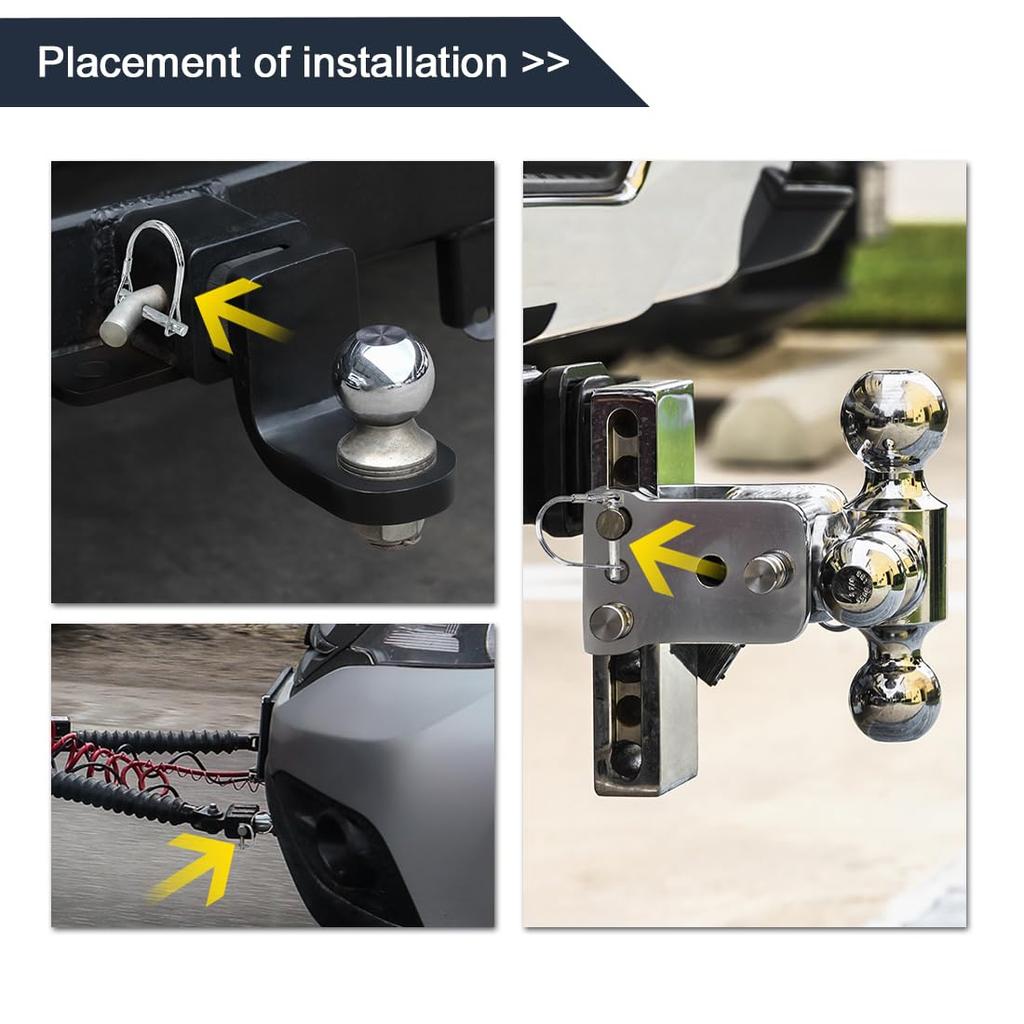 X AUTOHAUX Safety Coupler Pin Trailer Shaft Lock Pin Trailer Coupler Pin 80x10mm Arched D Shape Carbot 4 Pack