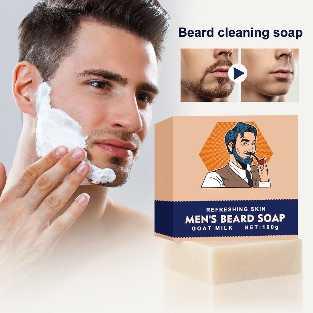 Bartpflege für Männer, Bartreinigungsseife, Peeling, weichmachende Bartreinigungsseife, 100 g