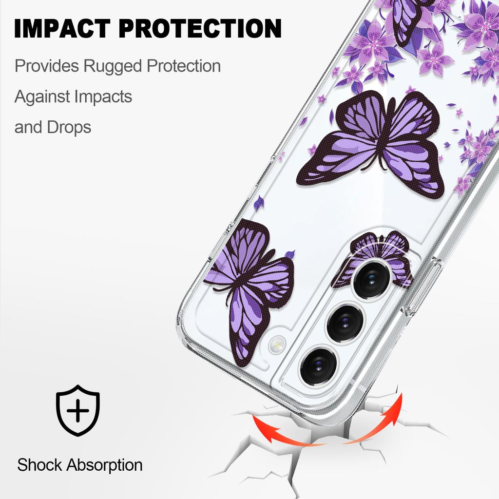 Sky Butterfly Transparent Phone Case For Samsung Galaxy S22 S21 S20 FE Plus Ultra Soft TPU Cover