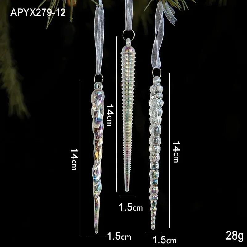 3 Packs Christmas Snowflake Elk Small Pendant Christmas Tree Decorations Acrylic Pendants Colorful Transparent Crystal Pendant