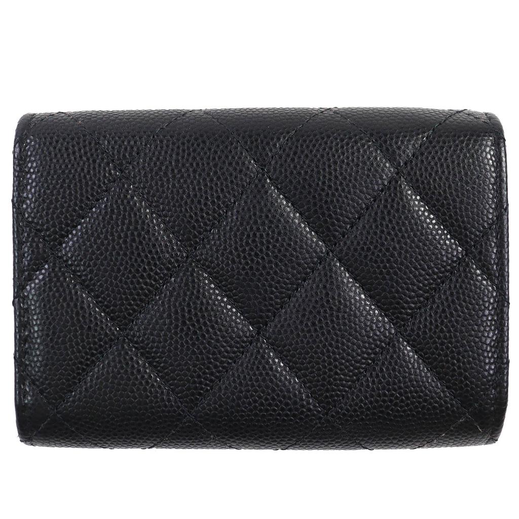 Great CHANEL COCO Mark Matelasse Small Flap Wallet Caviar skin AP4173 Used