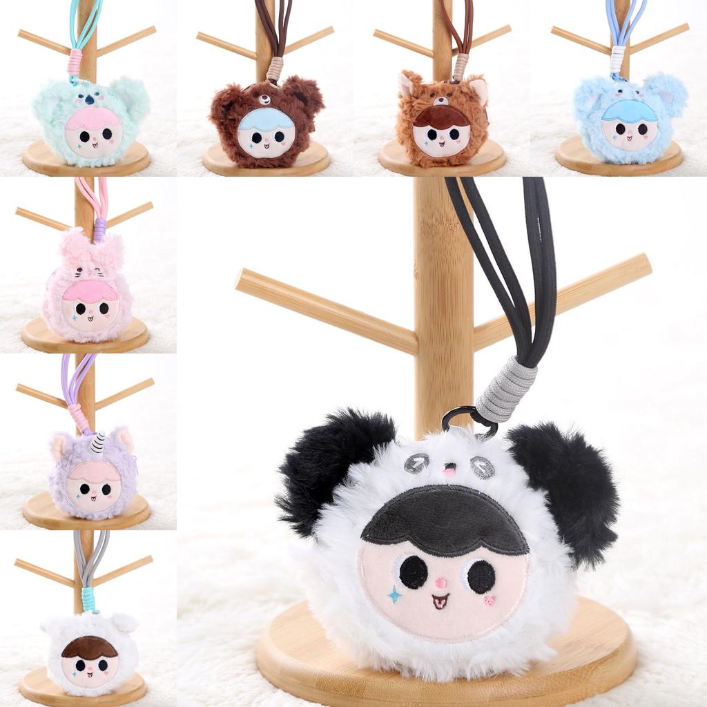 Baby Three Plush Keychain With Elephant Bear Rabbit Animal Design For Girls Gift And Collectors