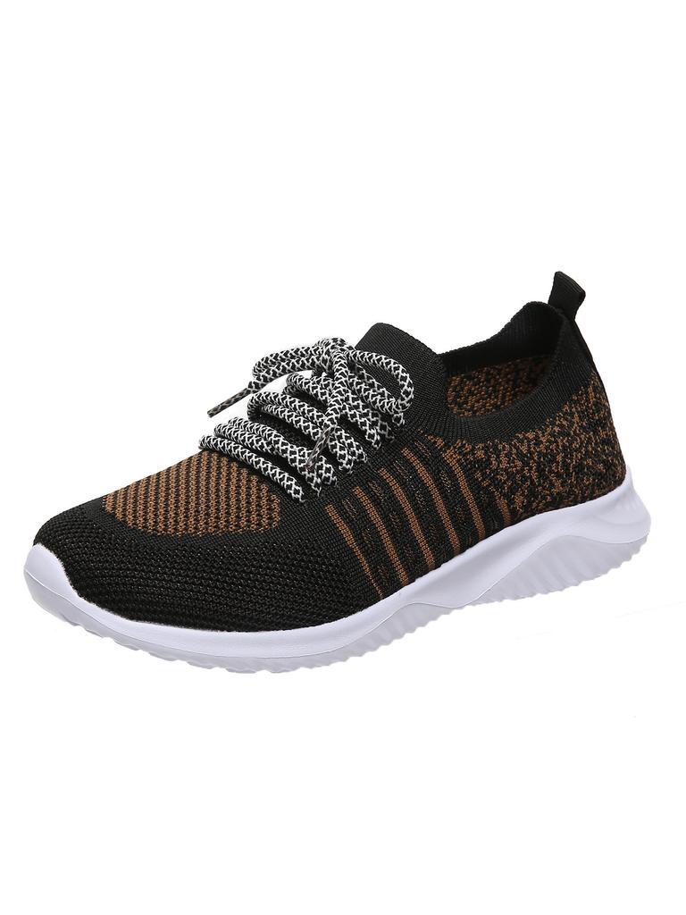 Foreign trade women's flat-bottomed casual sports single shoes 2025 new round head large size lace-up fashion mesh shoes