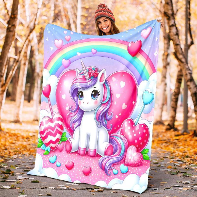 1PC Unicorn on the Clouds blanket, al season lightweigh Poster blanket home office outdoor nap multifunc Poster blanketional blanket