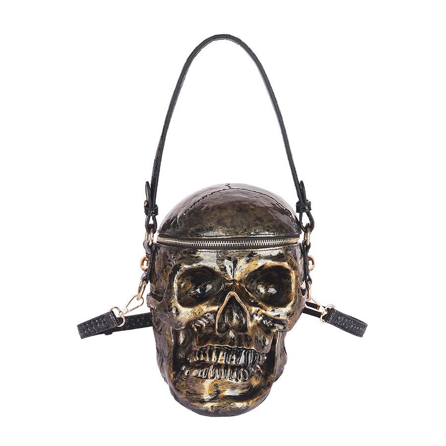 

Сумка-мессенджер с 3D-черепом на Хэллоуин 2024 года – повседневная мода унисекс золотой